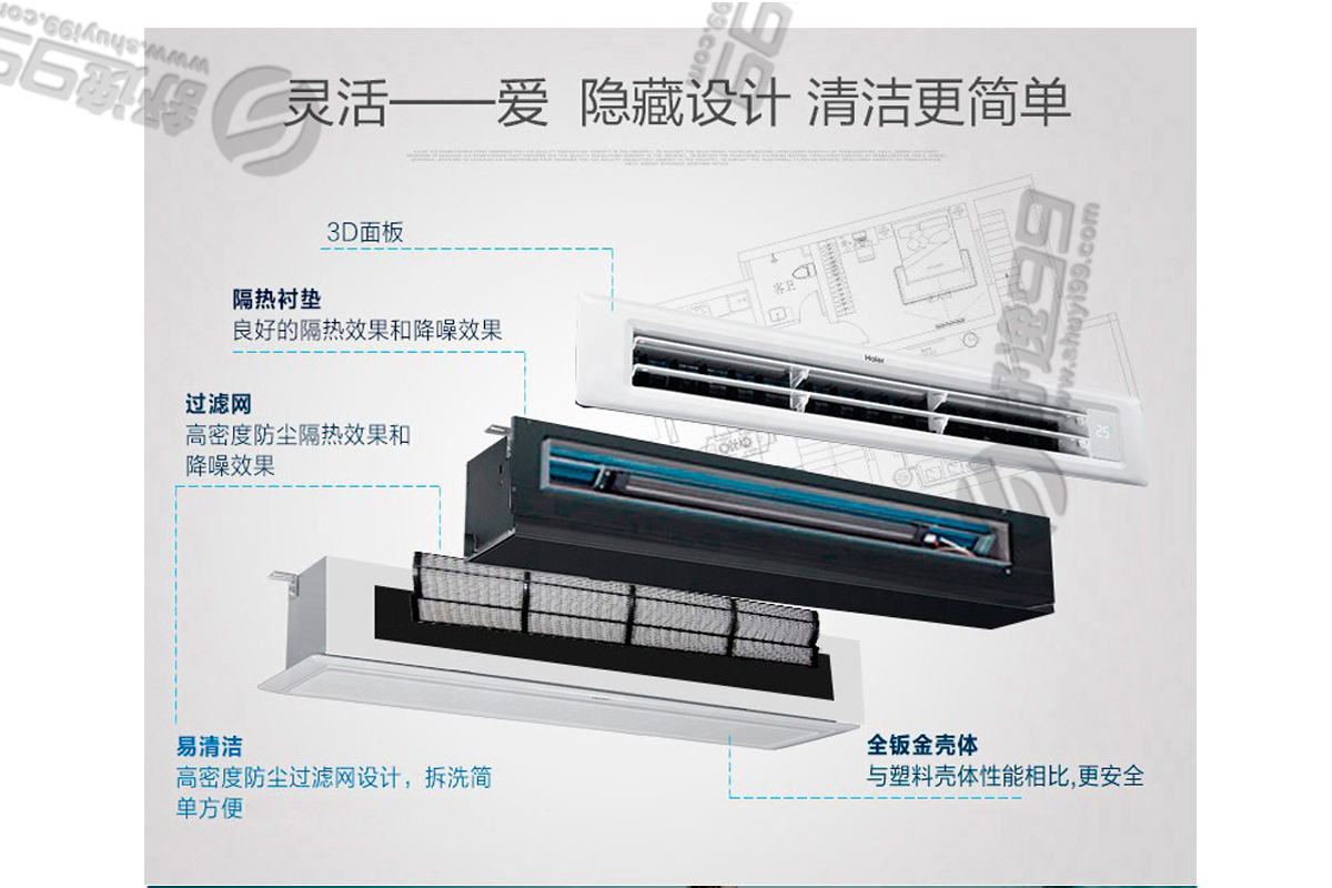 美的（Midea）一拖四变频多联风管机空调